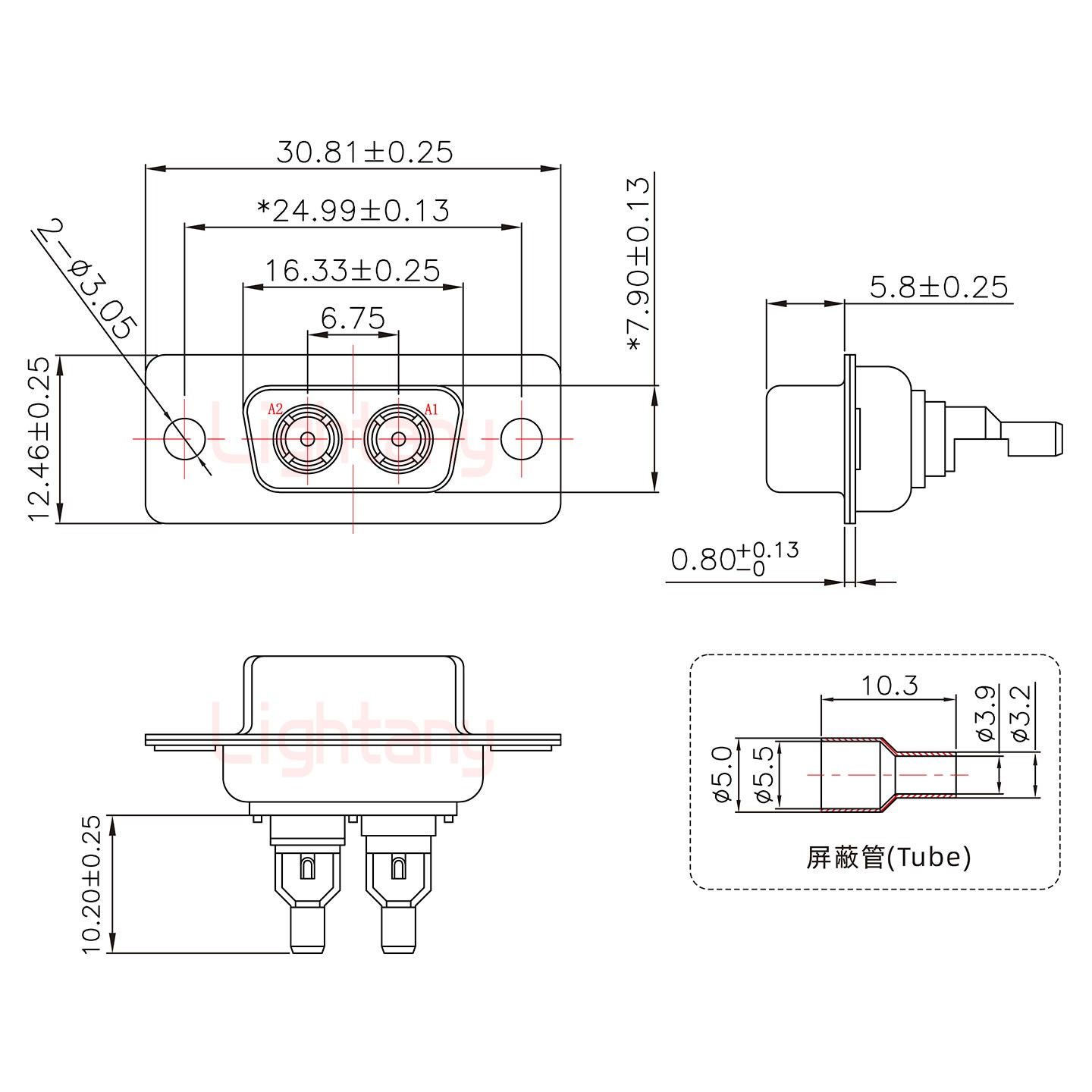 2W2公焊線(xiàn)式/光孔/射頻同軸50歐姆