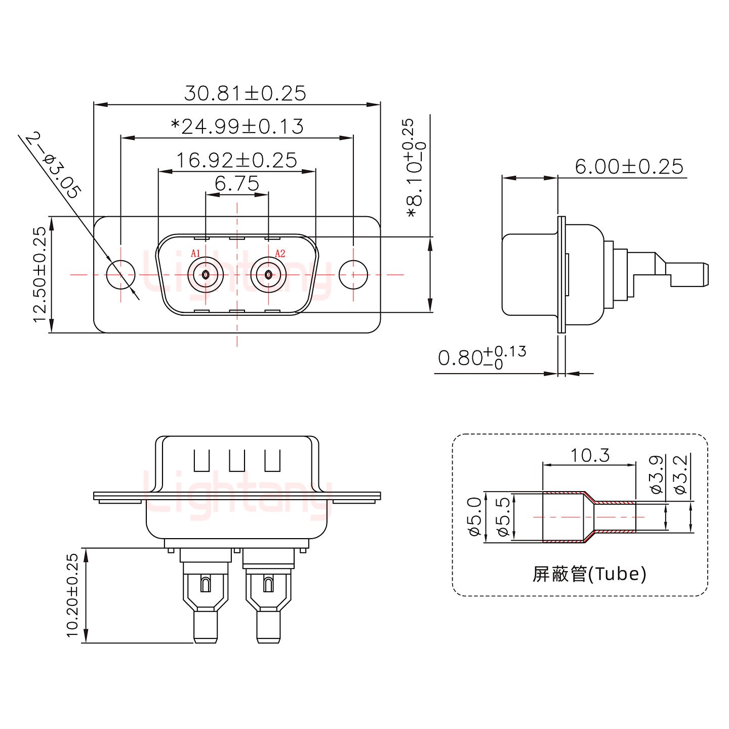2W2母焊線(xiàn)式/光孔/射頻同軸50歐姆