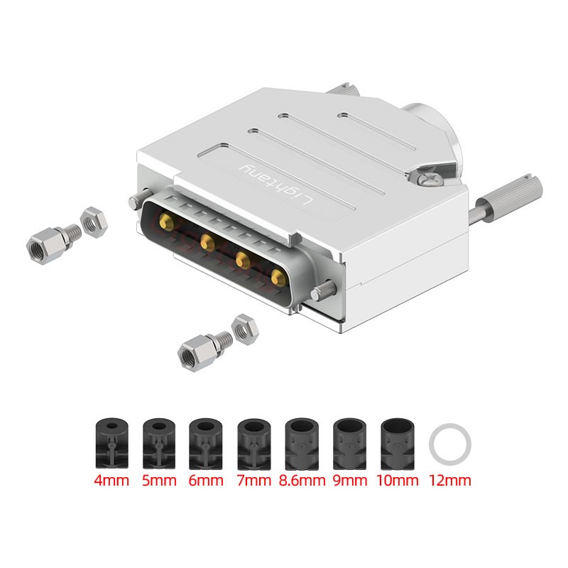 4W4公短體焊線40A+25P金屬外殼1657直出線4~12mm