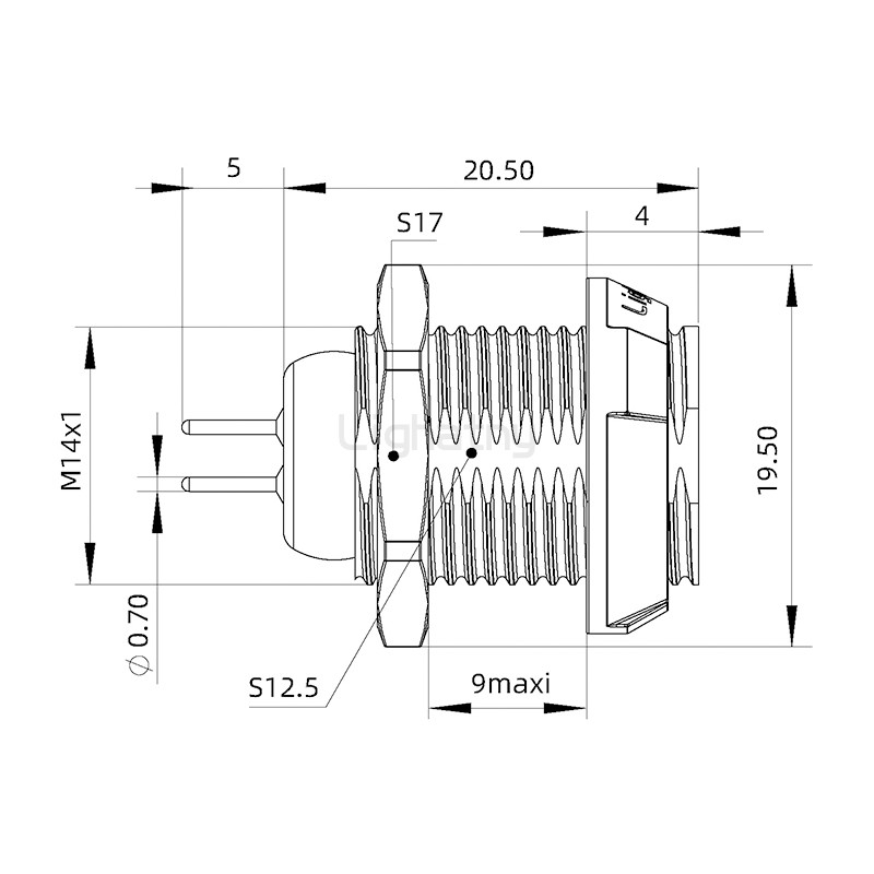 PKG.M0.2GL.NG雙螺母插座 PCB直插板 推拉自鎖